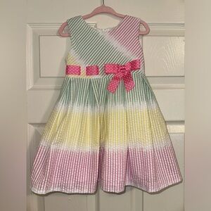 Bonnie Baby Striped Dress with Pink Bow